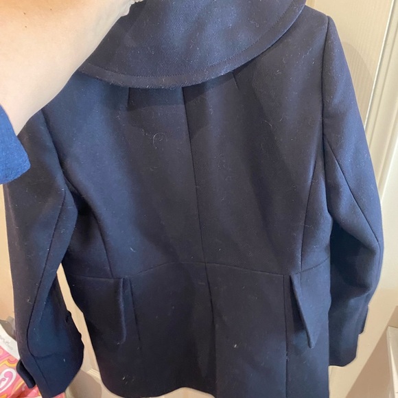 🇫🇷 Tara Jarmon / manteau navy blue parka pea coat wool coat 42 8 - Picture 3 of 5